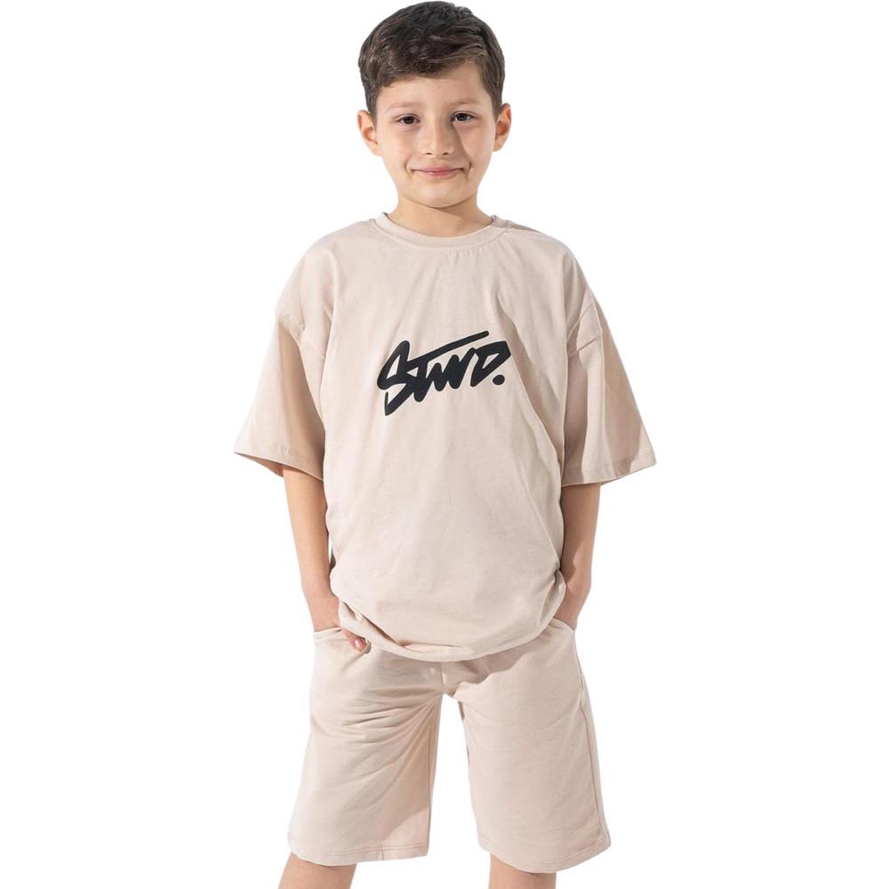 205 wholesale summer two-piece clothing sets for boys aged 11-14, including STWD printed T-shirts and shorts