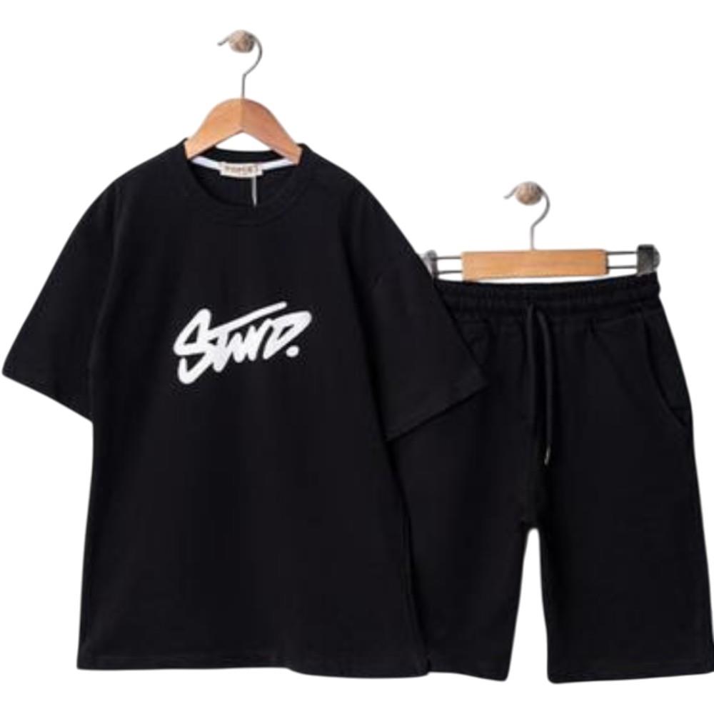 205 wholesale summer two-piece clothing sets for boys aged 11-14, including STWD printed T-shirts and shorts