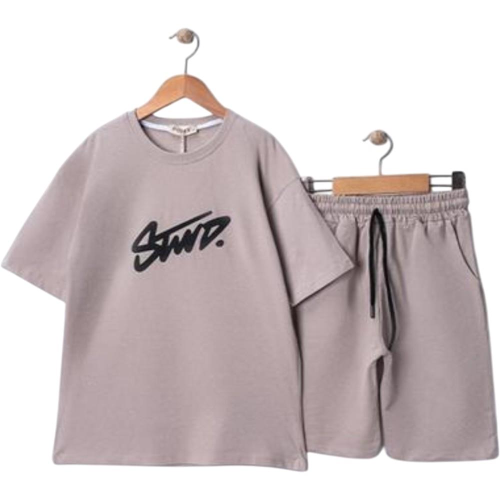 205 wholesale summer two-piece clothing sets for boys aged 11-14, including STWD printed T-shirts and shorts