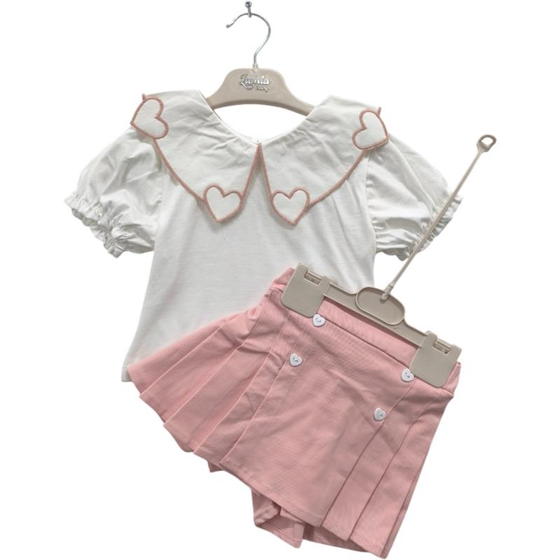4228 wholesale children's summer two-piece suits, blouse with shorts-skirts for girls 2-5 years old