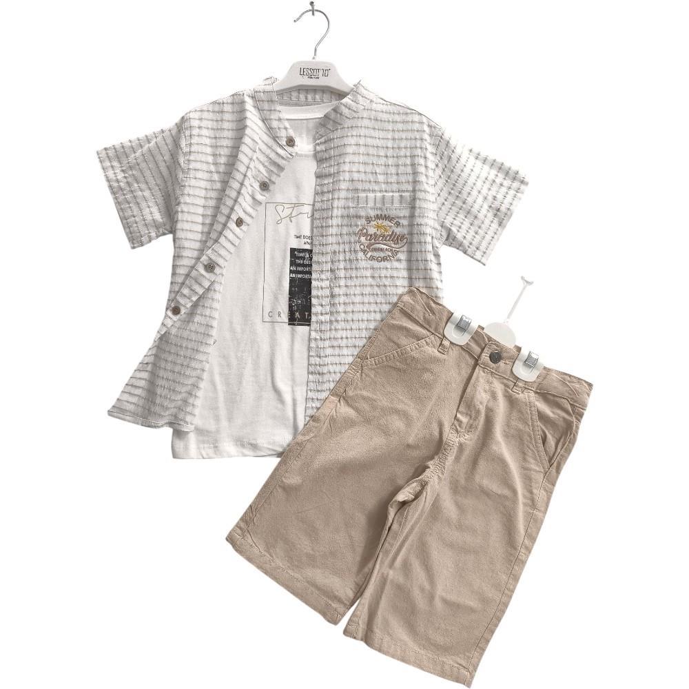 26622 wholesale boy's clothing set (shirt, T-shirt, shorts) for boys 6/9 years old