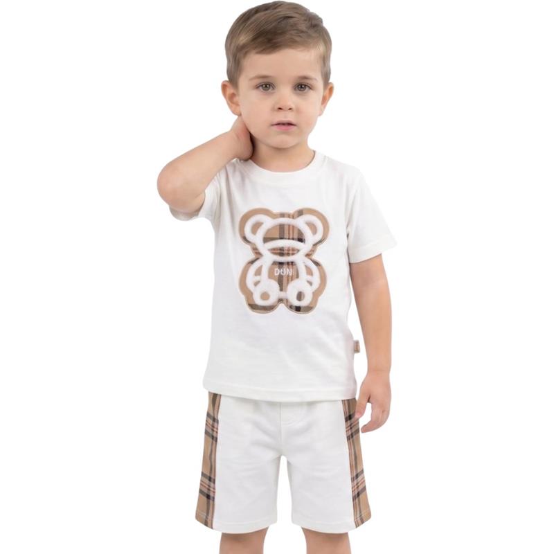 41021 Wholesale summer two-piece set for 2-5 year old children: DNN printed t-shirt and shorts.