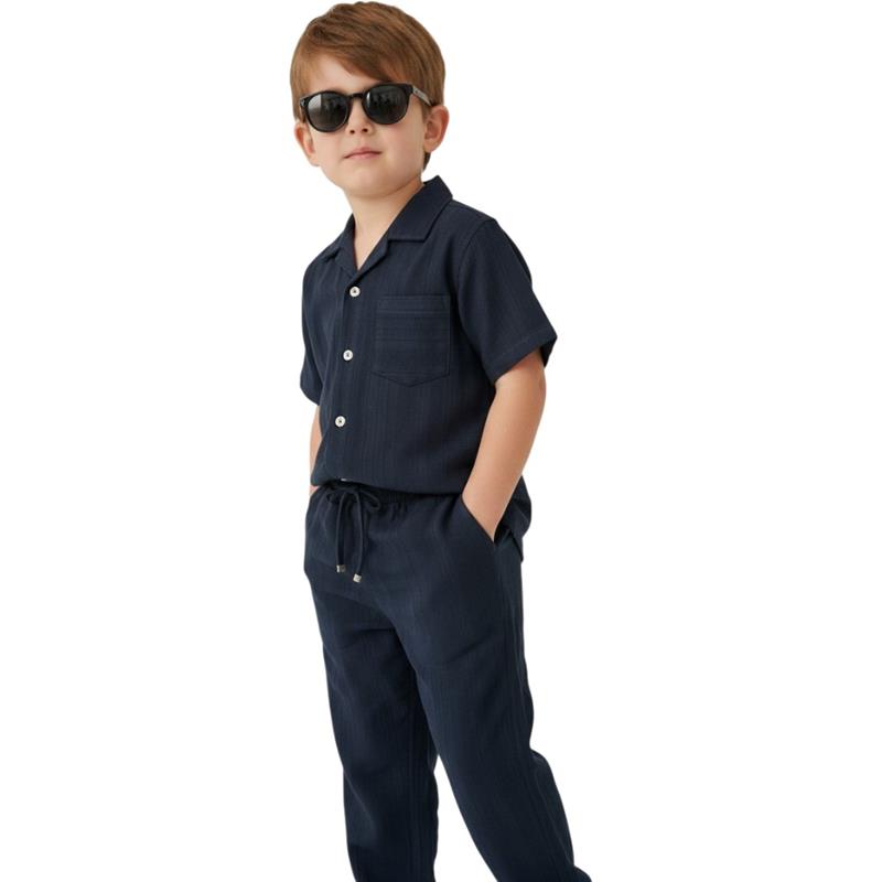 Wholesale two-piece summer suits made of muslin fabric for boys aged 11-15