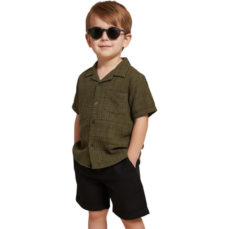 Wholesale children's summer two-piece suits consisting of shirts and shorts for boys aged 6-10 years