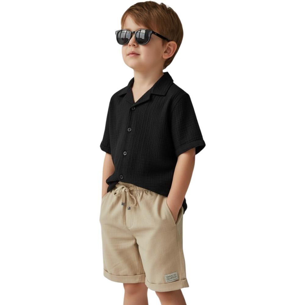 Wholesale children's summer two-piece suits consisting of shirts and shorts for boys aged 6-10 years