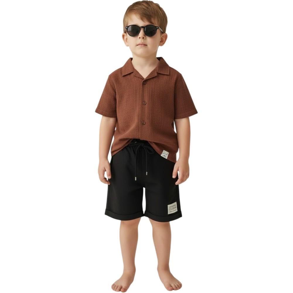 Wholesale children's summer two-piece suits consisting of shirts and shorts for boys aged 6-10 years