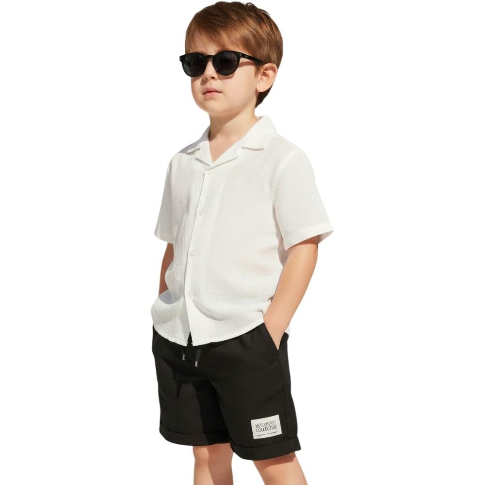 Wholesale children's summer two-piece suits consisting of shirts and shorts for boys aged 6-10 years