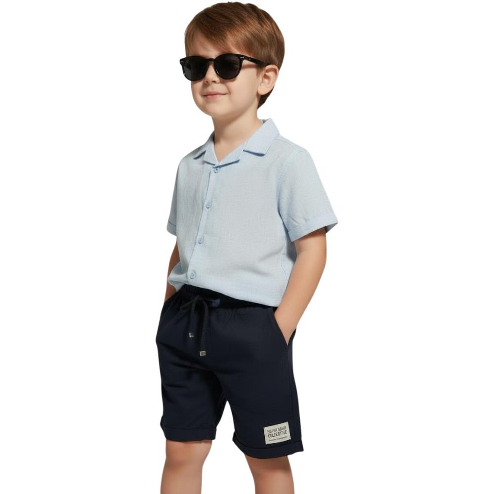 Wholesale children's summer two-piece suits consisting of shirts and shorts for boys aged 6-10 years