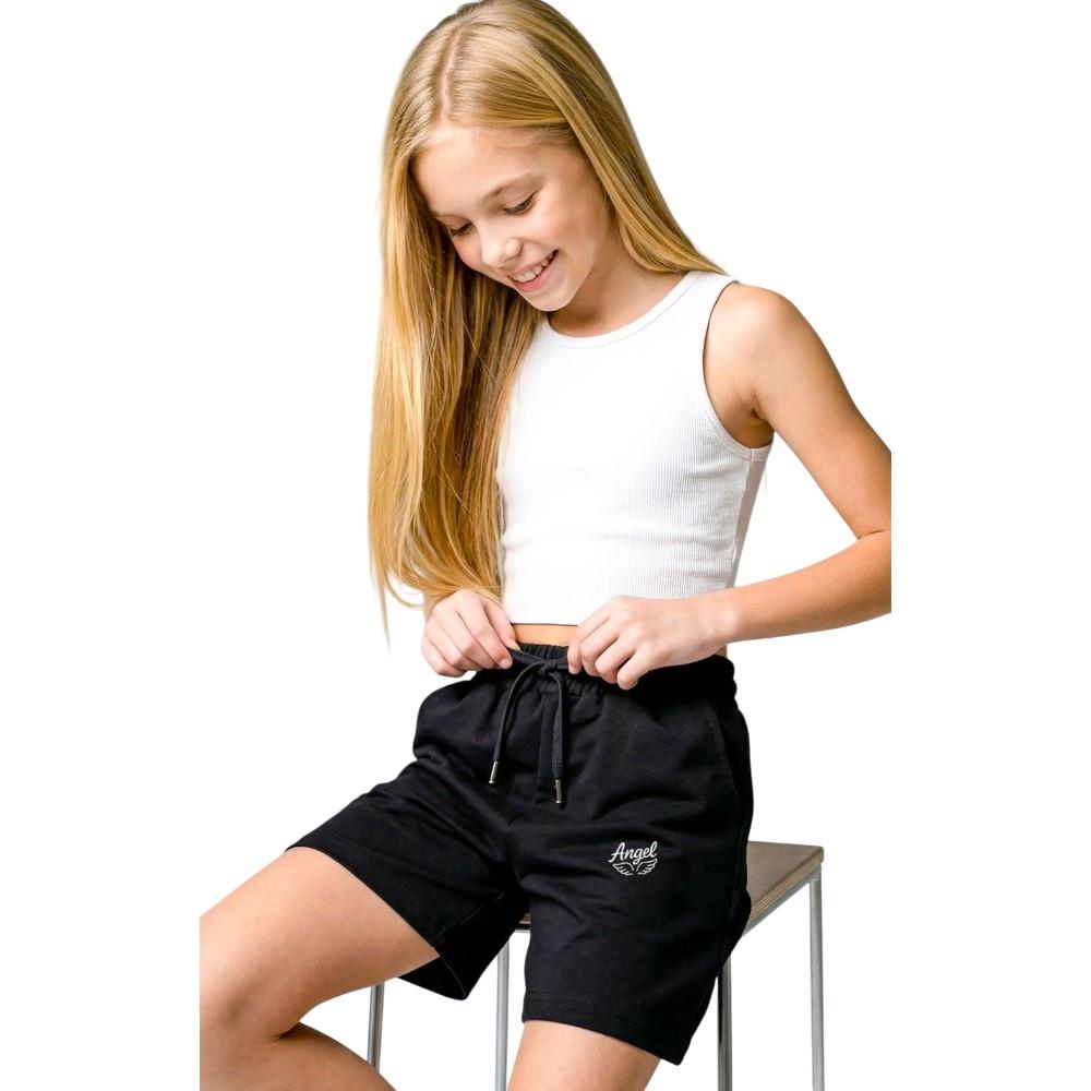 2100-2 Wholesale summer ANGEL printed cotton capri shorts for girls aged 9-12