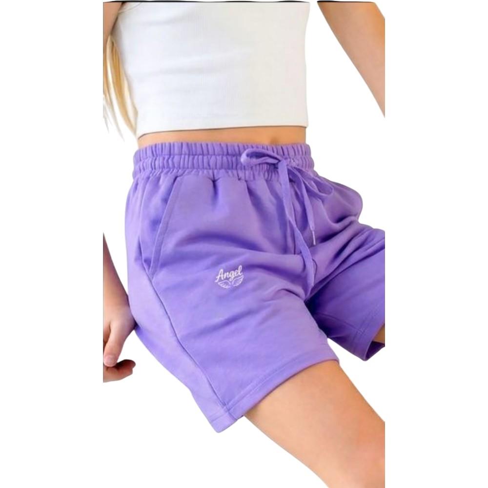 2100-2 Wholesale summer ANGEL printed cotton capri shorts for girls aged 9-12