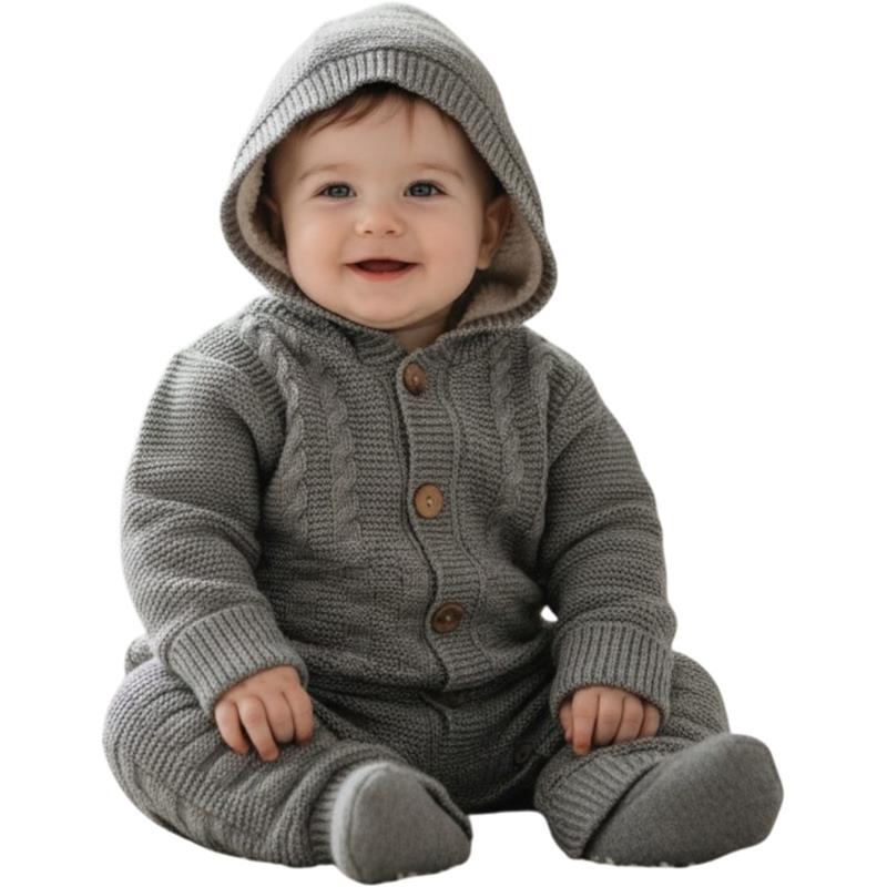 5000 wholesale children's winter insulated knitted overalls with faux fur for babies 3-6-9 months