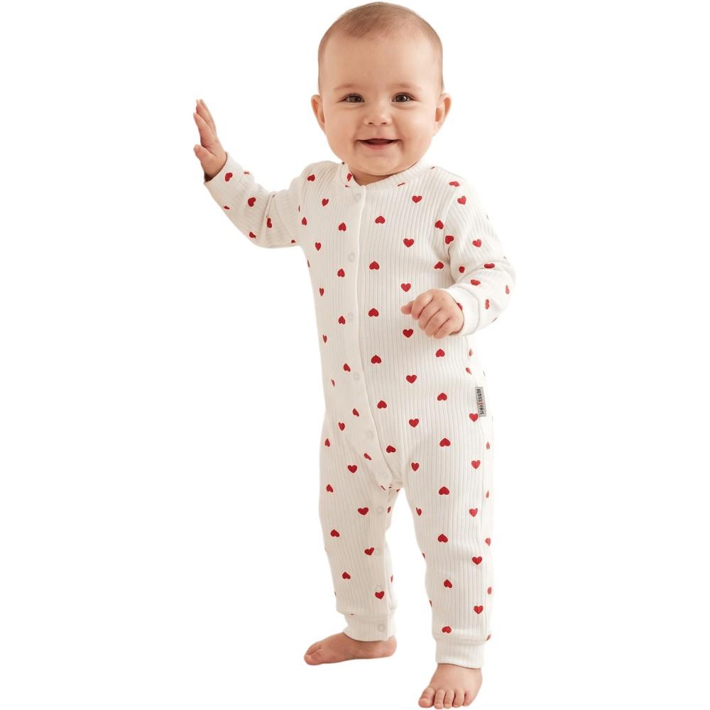 3099 wholesale jumpsuit for newborns (3-6-9 months) with a heart print