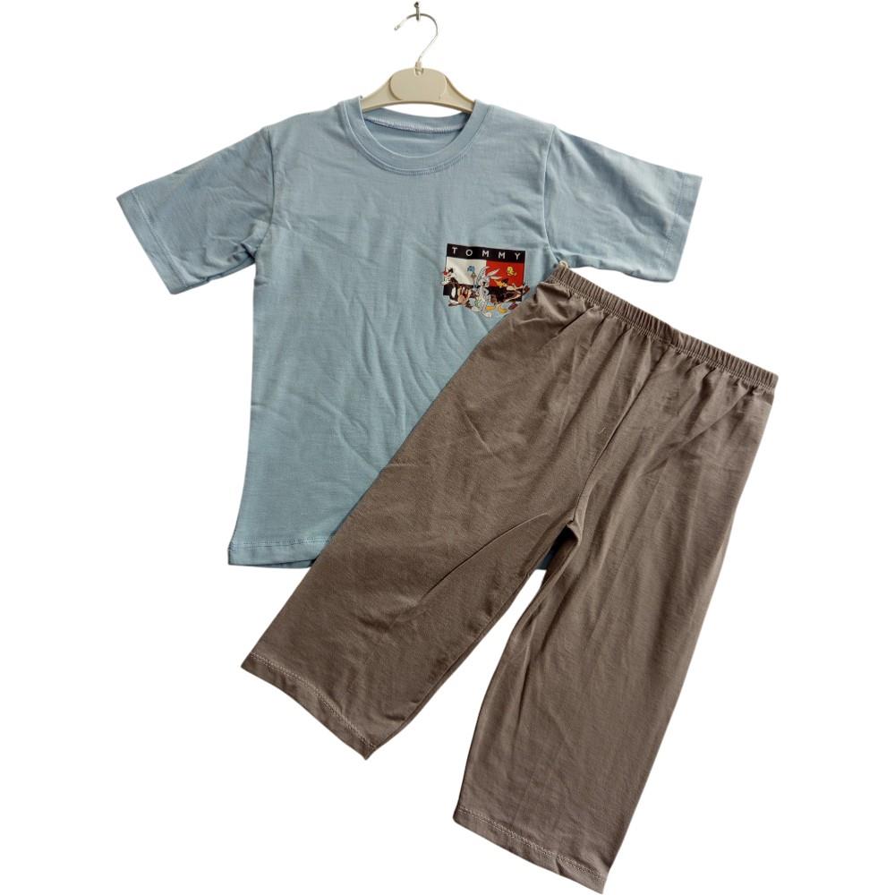 Wholesale children's summer clothing set consisting of a T-shirt and shorts for boys and girls aged 9-12 years