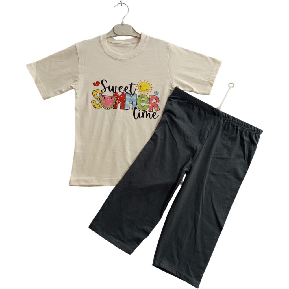 Wholesale children's summer clothing set consisting of a T-shirt and shorts for boys and girls aged 9-12 years