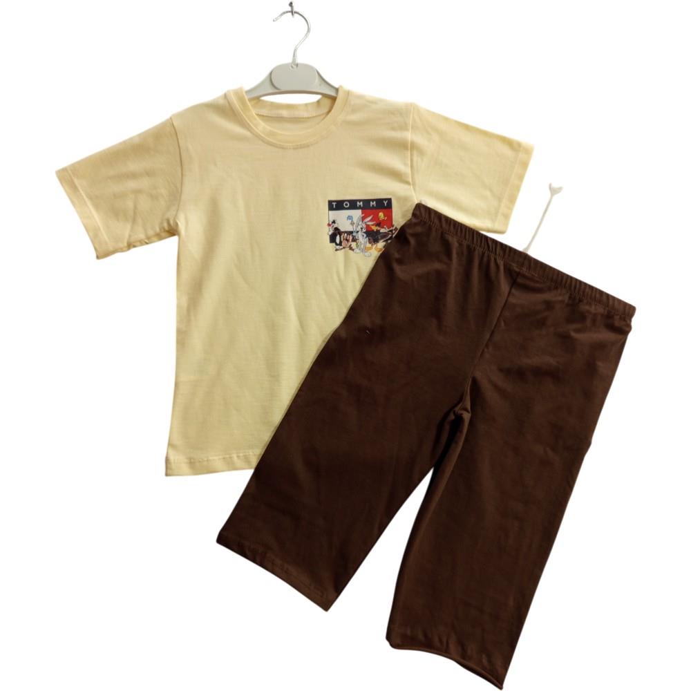Wholesale children's summer clothing set consisting of a T-shirt and shorts for boys and girls aged 9-12 years
