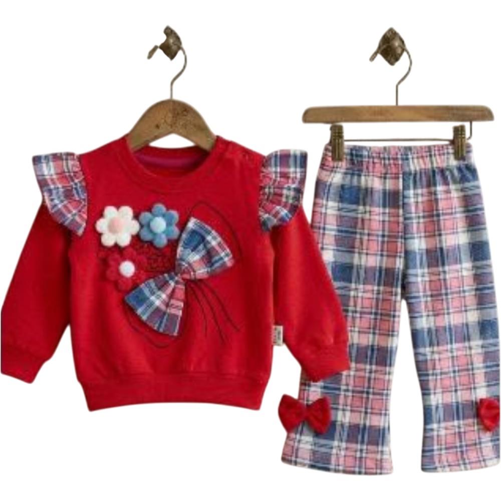 2145 toptan 9-24 aylık kız çocuklar için sweatshirt ve pantolondan oluşan ikili takım