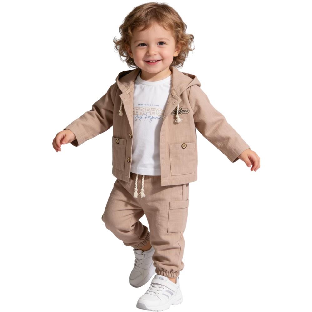 2610 wholesale children's three-piece suit (jacket with hood, T-shirt and trousers) for boys 9/24 months