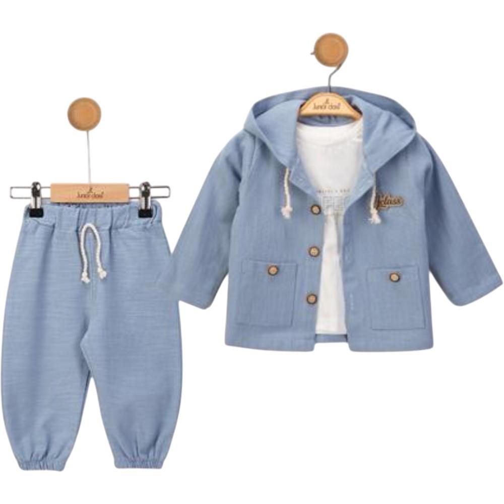 2610 wholesale children's three-piece suit (jacket with hood, T-shirt and trousers) for boys 9/24 months