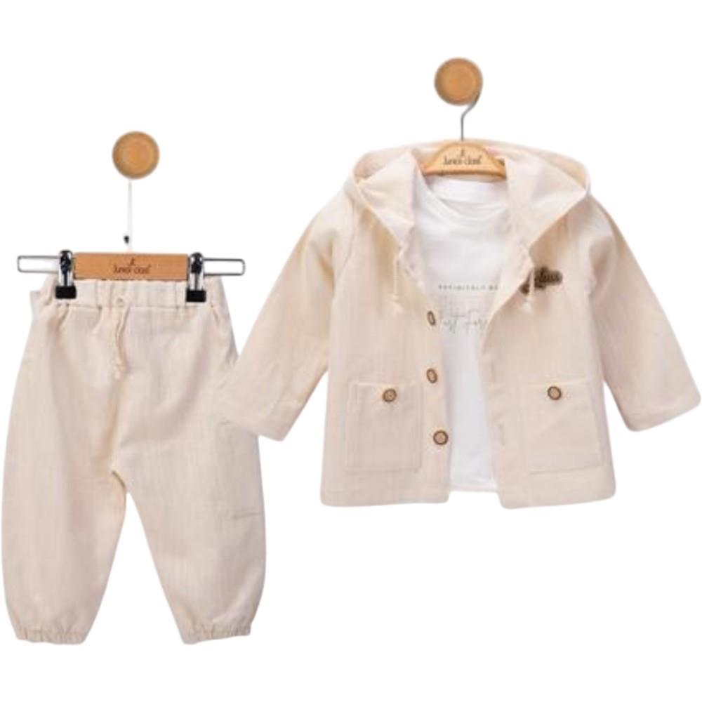 2610 wholesale children's three-piece suit (jacket with hood, T-shirt and trousers) for boys 9/24 months