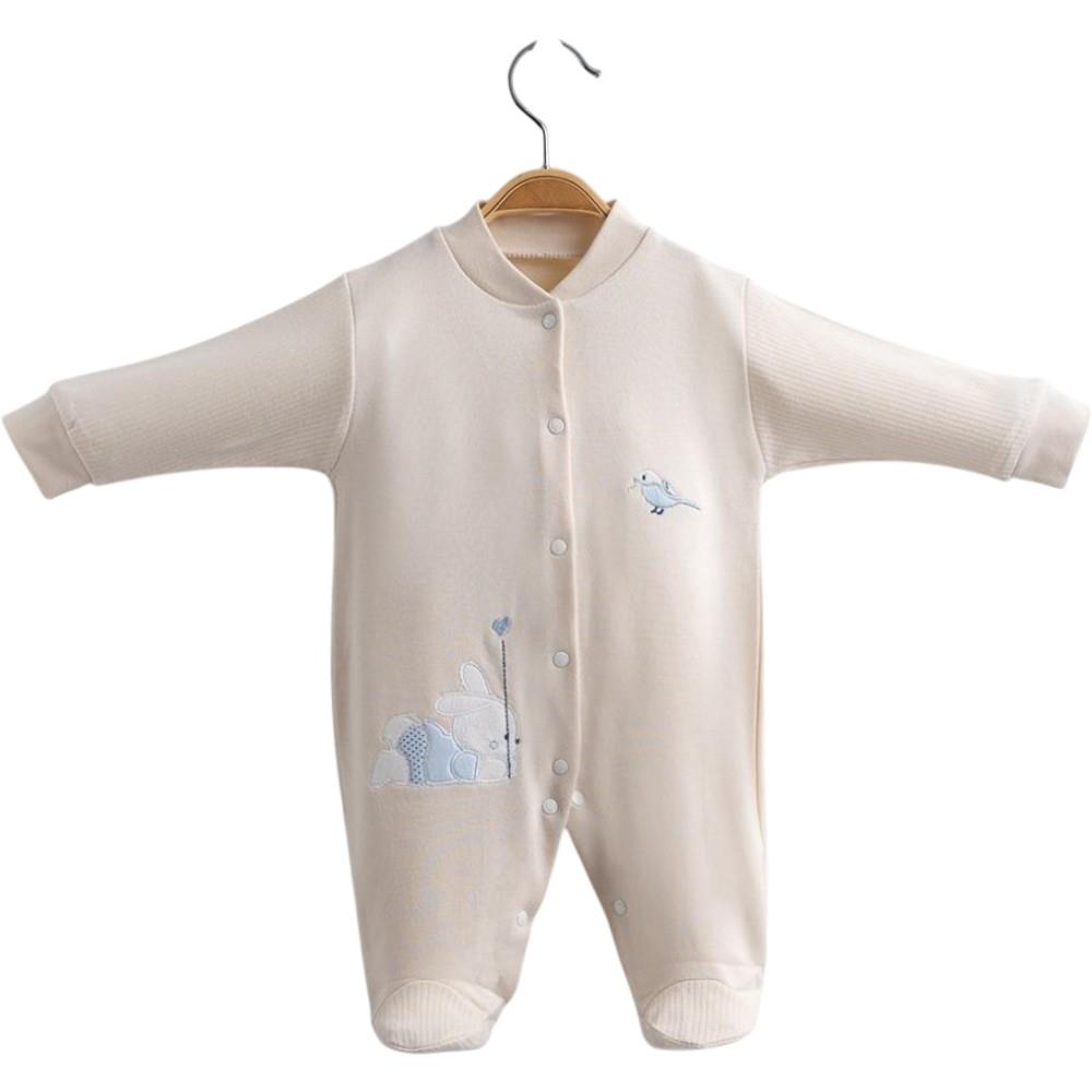 2434 Newborn bodysuit (beige) with decorative embroidery for infants 3-6 months