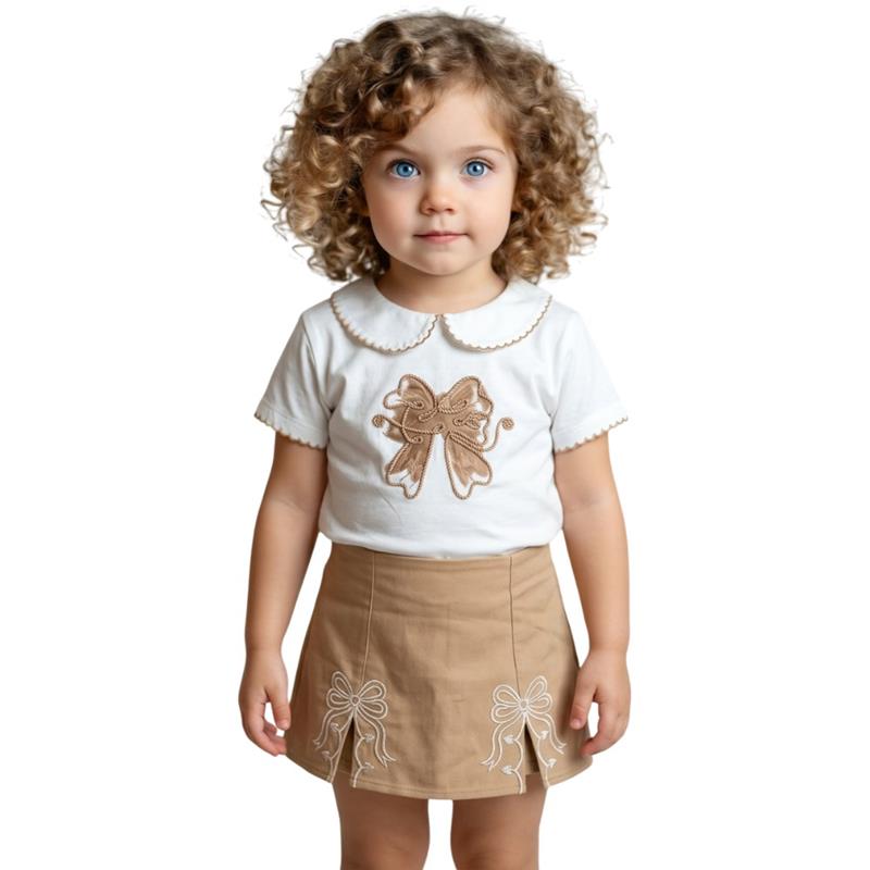 4215 wholesale set for girls (embroidered T-shirt and skirt) for 2-3-4-5 years