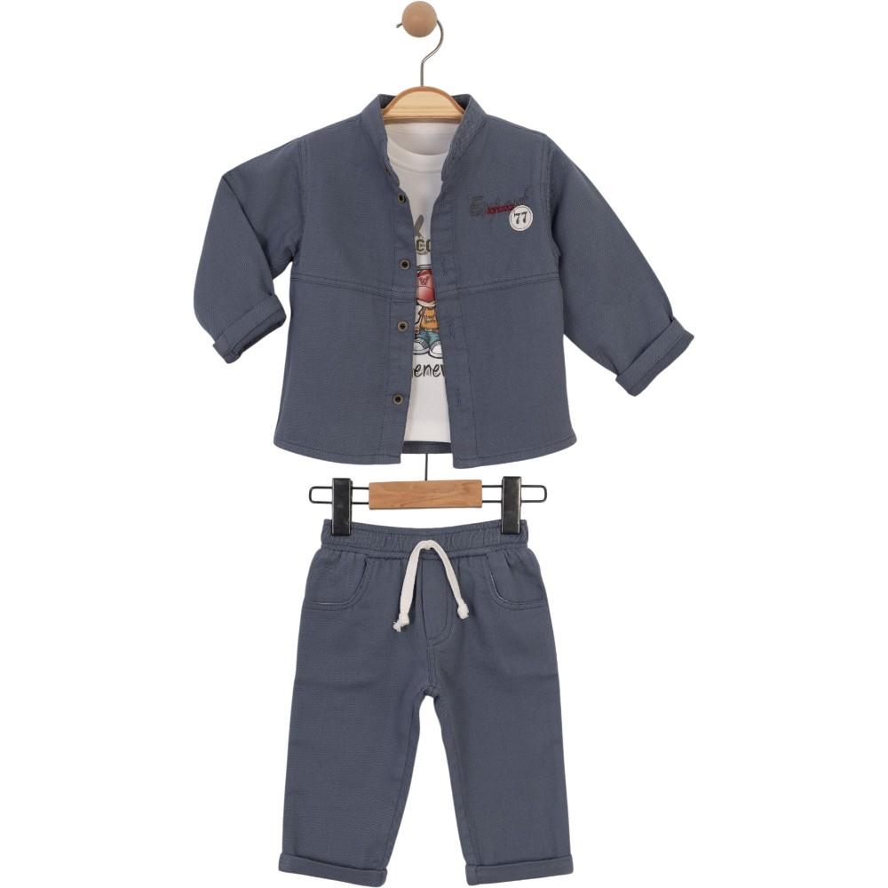 6370 wholesale set of clothes for boys aged 9-12-18-24 months, consisting of a shirt, T-shirt and trousers