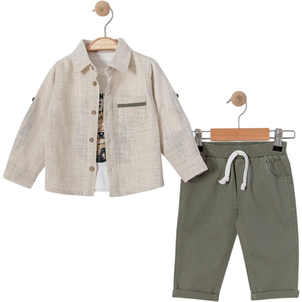 6366 wholesale set of clothes for boys aged 9-12-18-24 months, consisting of a shirt, T-shirt and trousers