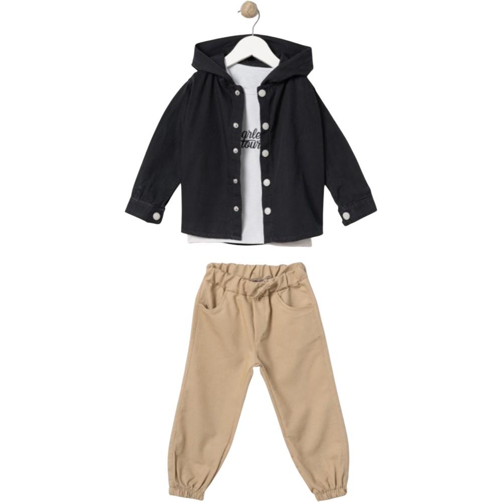 7079 wholesale children's clothing set for boys (hooded jacket, sweatshirt and jogger pants) for ages 2-3-4-5 years