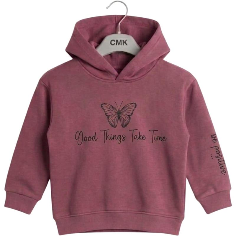 3225 Children's hoodie with a hood made of three-thread fabric wholesale for girls aged 3/12 years